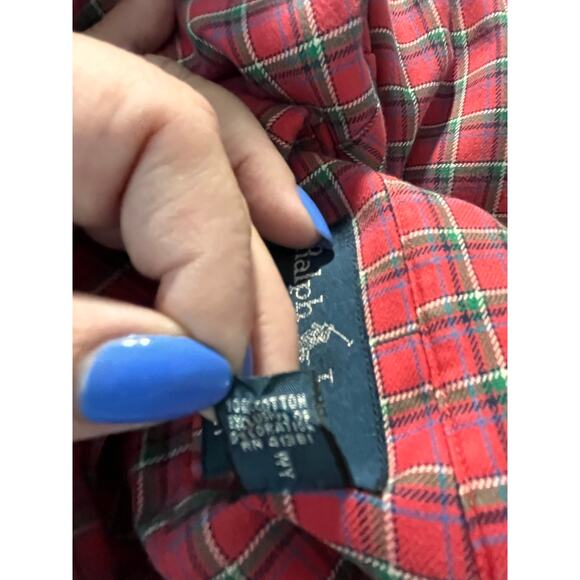 Ralph Lauren Classic Fit Shirt Mens LG Red Green Plaid Button Down Long Sleeve - Picture 7 of 10